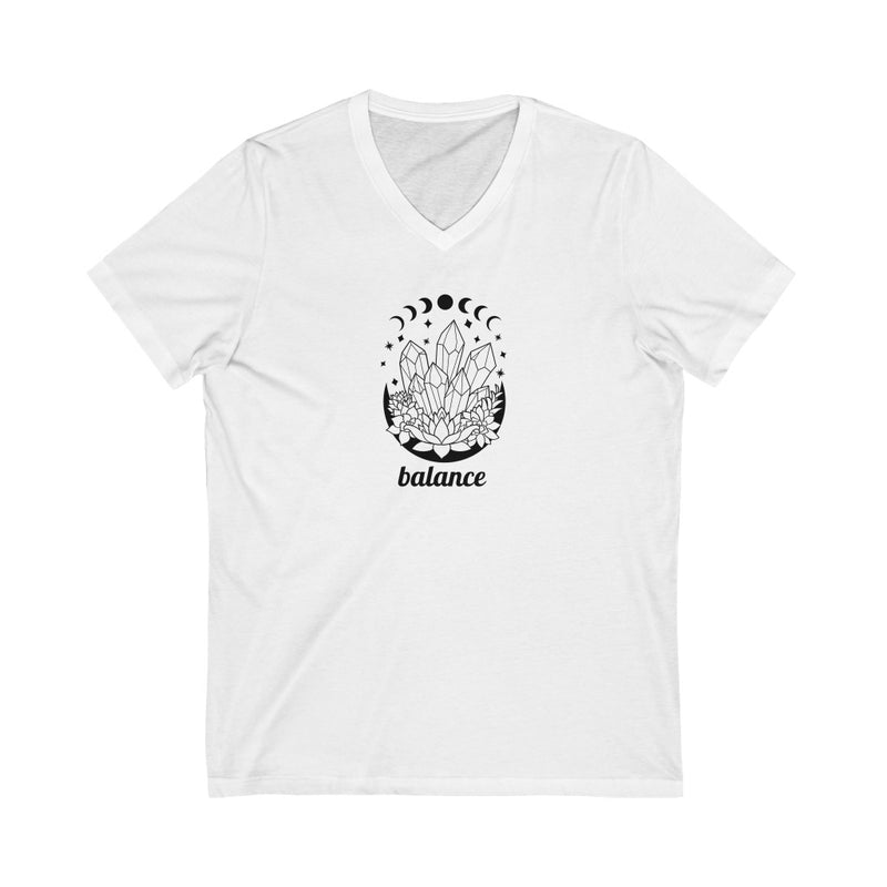 Spiritual Balance V-neck T-shirt, Crystal T-shirt, Moon T-shirt, Lotus T-shirt