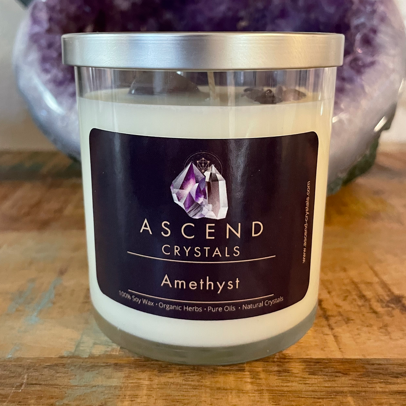 Amethyst Crystal Candle, Amethyst Intention Candle
