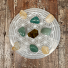 Flower of Life Etched Selenite Charging Plate, Selenite Charging Plate
