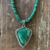 Malachite and Silver Wire Weaved Necklace