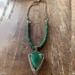 Malachite and Silver Wire Weaved Necklace