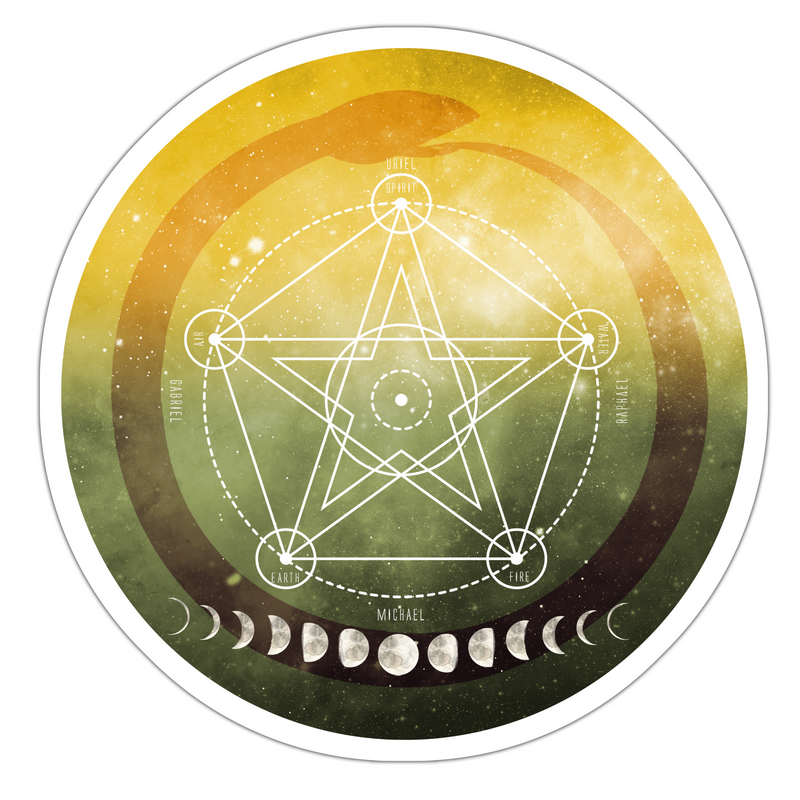 Pentacle Sticker, Full Moon Grid Sticker, Sacred Geometry