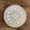 Astrology Wheel Etched Selenite Charging Plate, Selenite Charging Plate